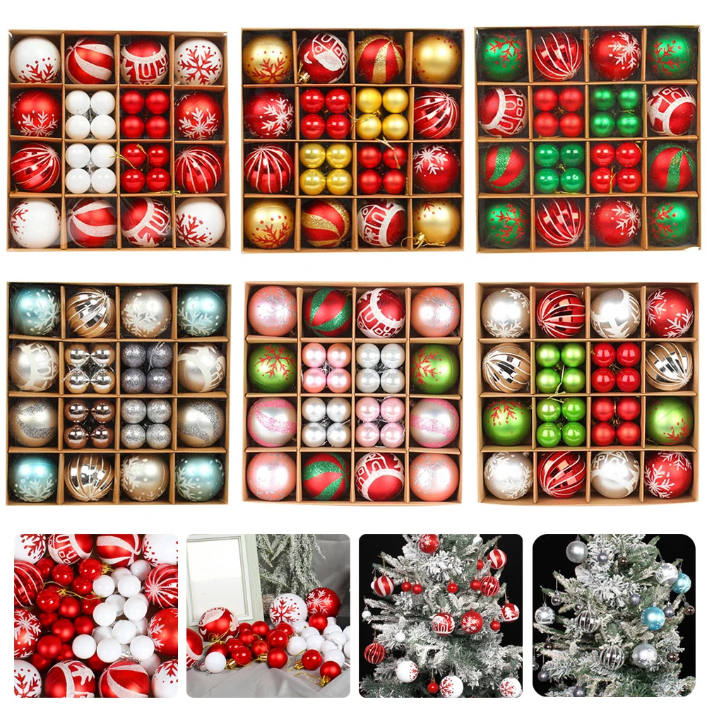 12/44 szt. Bombki ozdoba na choinkę złoty czerwony różowa kulka wisiorek dekoracje wiszące świąteczna dekoracja 2023 Navidad