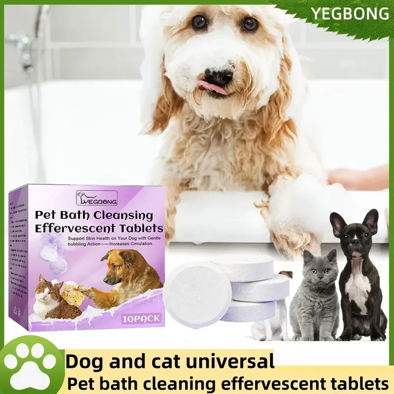 

Шипучие таблетки для чистки ванн для домашних животных для собак и кошек, дезодорирующая спа-стирка, разглаживающее покрытие, контроль запаха, стойкий аромат