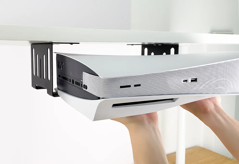 Under Desk Holder Stand for PS5 Disc&Digital Console Stealth Horizontal Mount Support Bracket Organizer Fast Delivery
