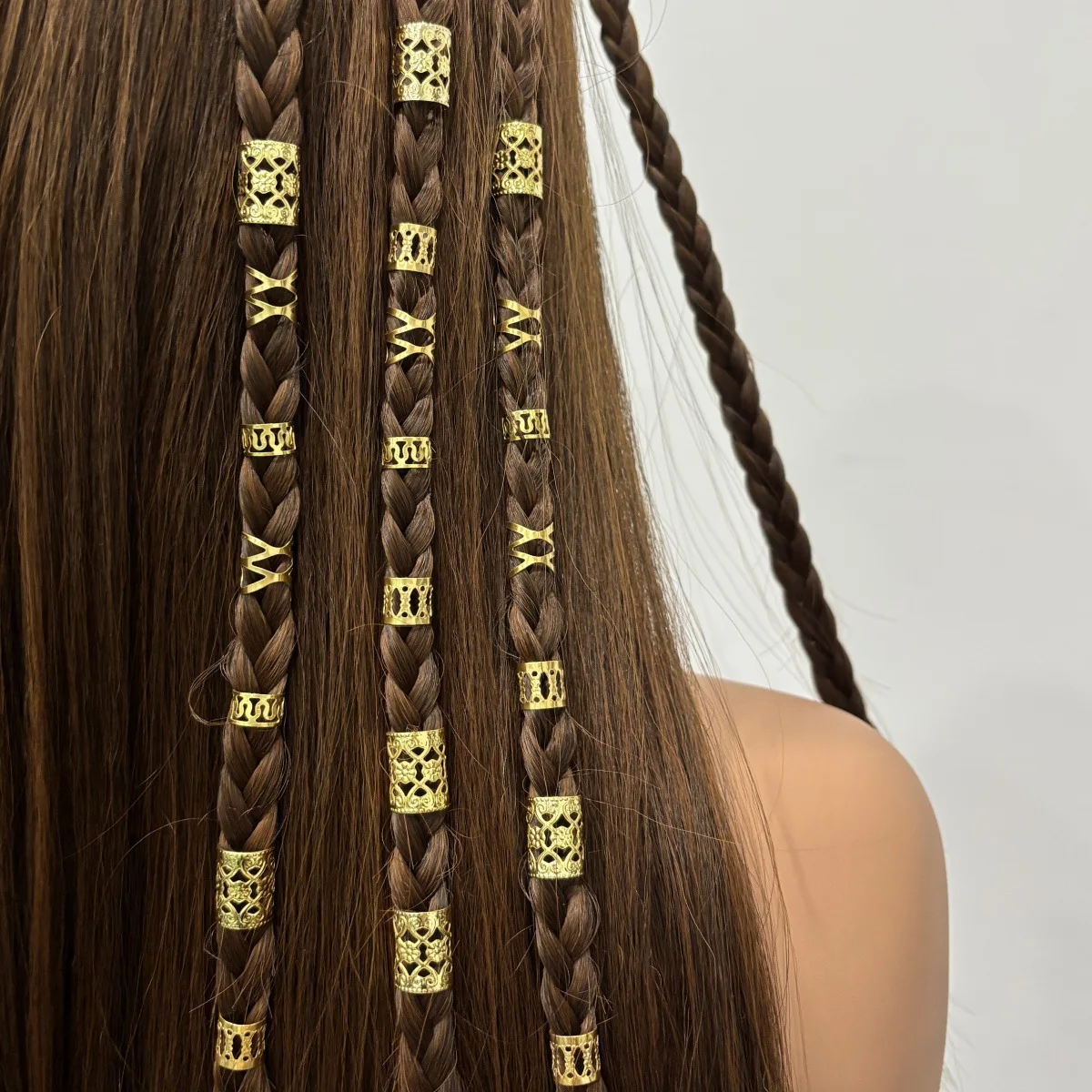 40 unids/bolsa conjunto de anillos para el cabello de peluca Dreadlock hueca dorada-peluca DIY piezas de accesorios para el cabello trenzado Dread para manualidades