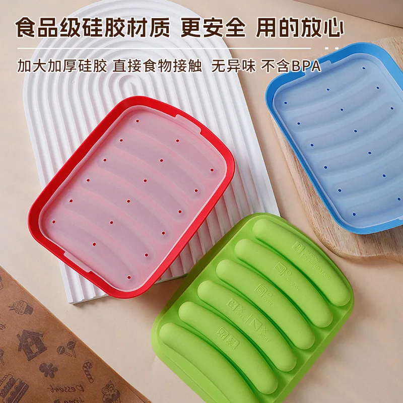 DIY Six-Piece Lid Silicone Sausage Mold Silicone Homemade Dropshipping Hot Dog Rapid Prototyping Ham Mold Baking Kitchen Gadget