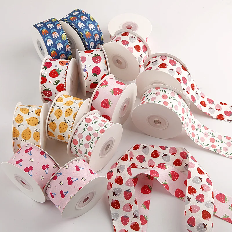 10 Yards 38MM Wellenkanten-Band mit Frucht-/Erdbeer-/Kirschmotiv für Haarschleifen, DIY-Bastelarbeiten, handgefertigte Accessoires YM2023062702 – Detail 3