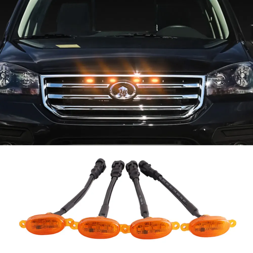 4 * 4/12 pcs LED Light Beads Runner Trd Pro Grill Amber Grill LED Exterior Lights Universal for 12V Automatic Transmission Cars