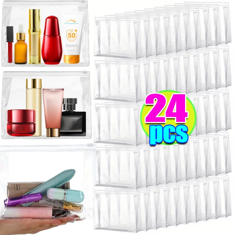 

1-24pcs Transparent PVC Storage Travel Organizer Clear Makeup Bag Beautician Cosmetic Bag Beauty Case Toiletry Bag Wash Bags