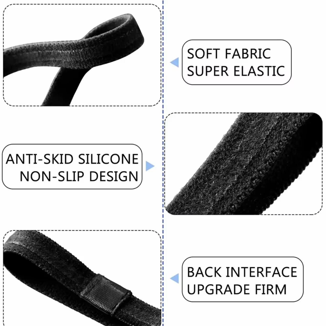 4 Pieces Non-Slip Elastic Sport Headband Black Stretchy Hair Band Sports Yoga Running Headband For Women Girls image 6