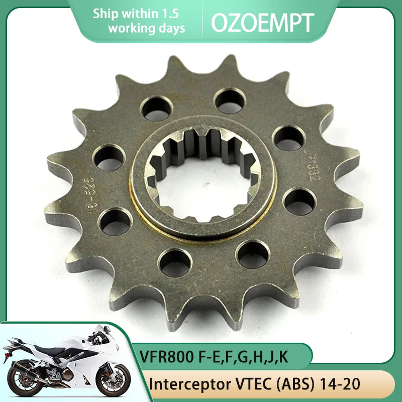 OZOEMPT 525-16T Motorcycle Front Sprocket Apply to VFR800 F-E,F,G,H,J,K Interceptor VTEC (ABS)  VFR800 X-F,G,H,J,K Crossrunner  