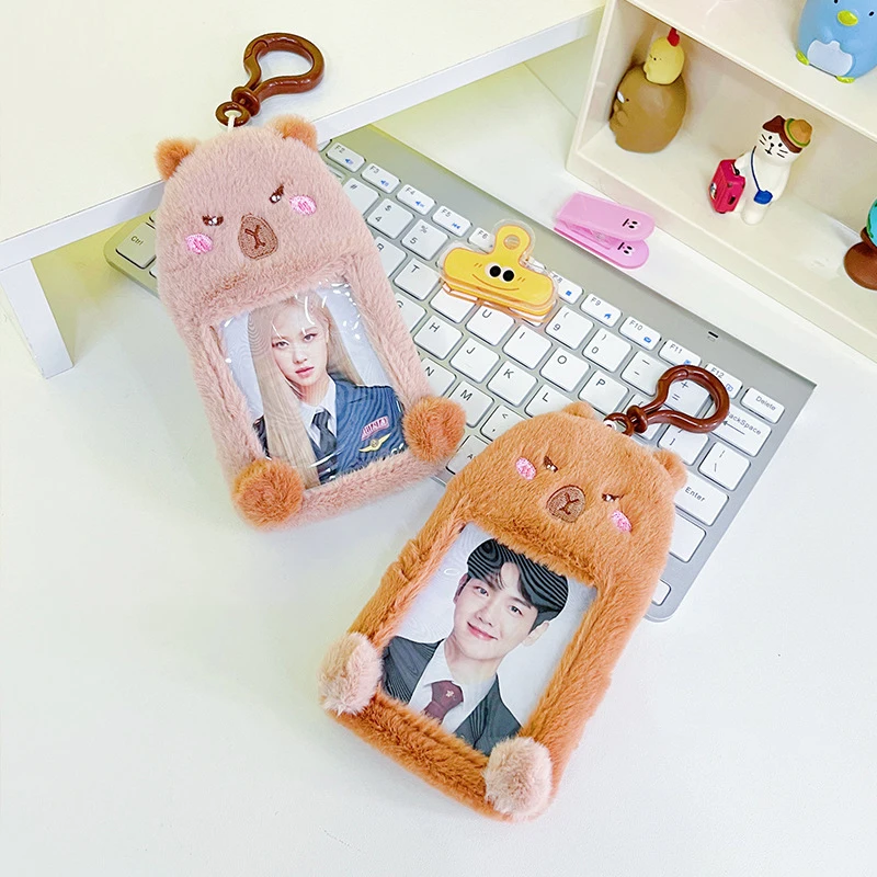 Cartoon Vegetable Photocard Holder Rabbit Capybara Bus Card Holder Kpop Idol Plush Kpop Photocard Holder