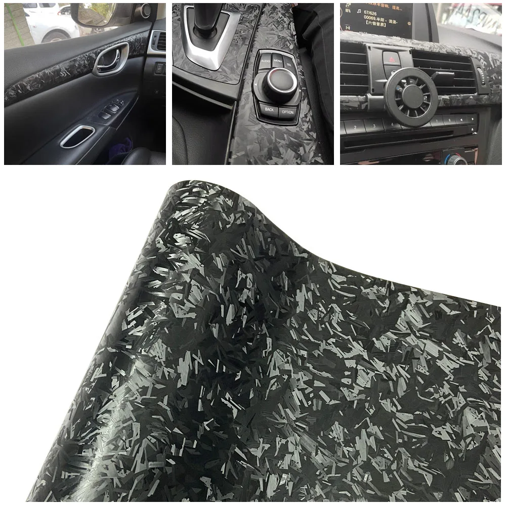 Carbon Fiber Chopped Strand Forged Vinyl Car Wrap Film Auto Modification Sticker Protective Strip Door Sill Side