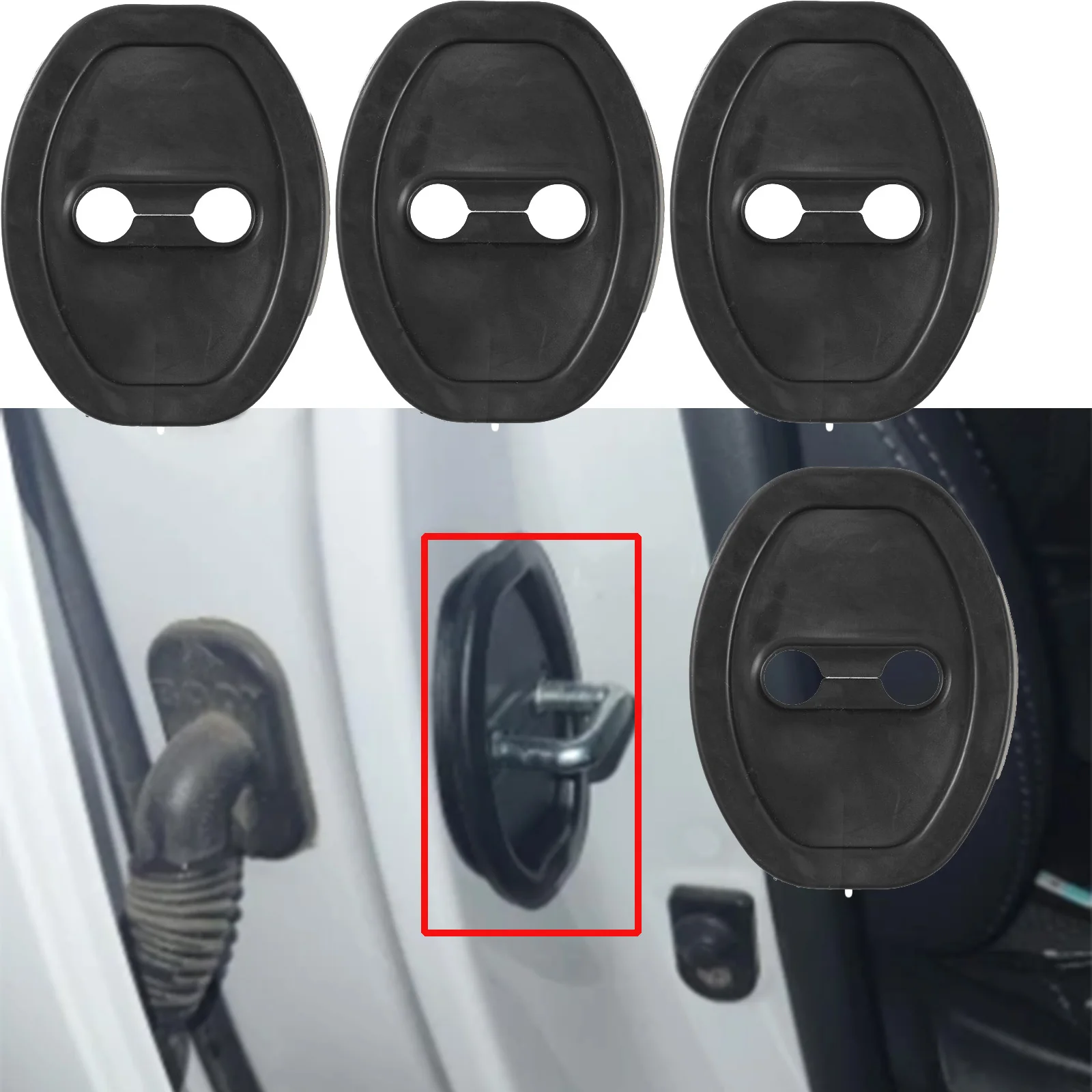 4 Stuks Universele Autodeur Mute Demping Kussen Siliconen Deurslot Gesp Autodeur Anti-collision Beschermhoes Schokdemper