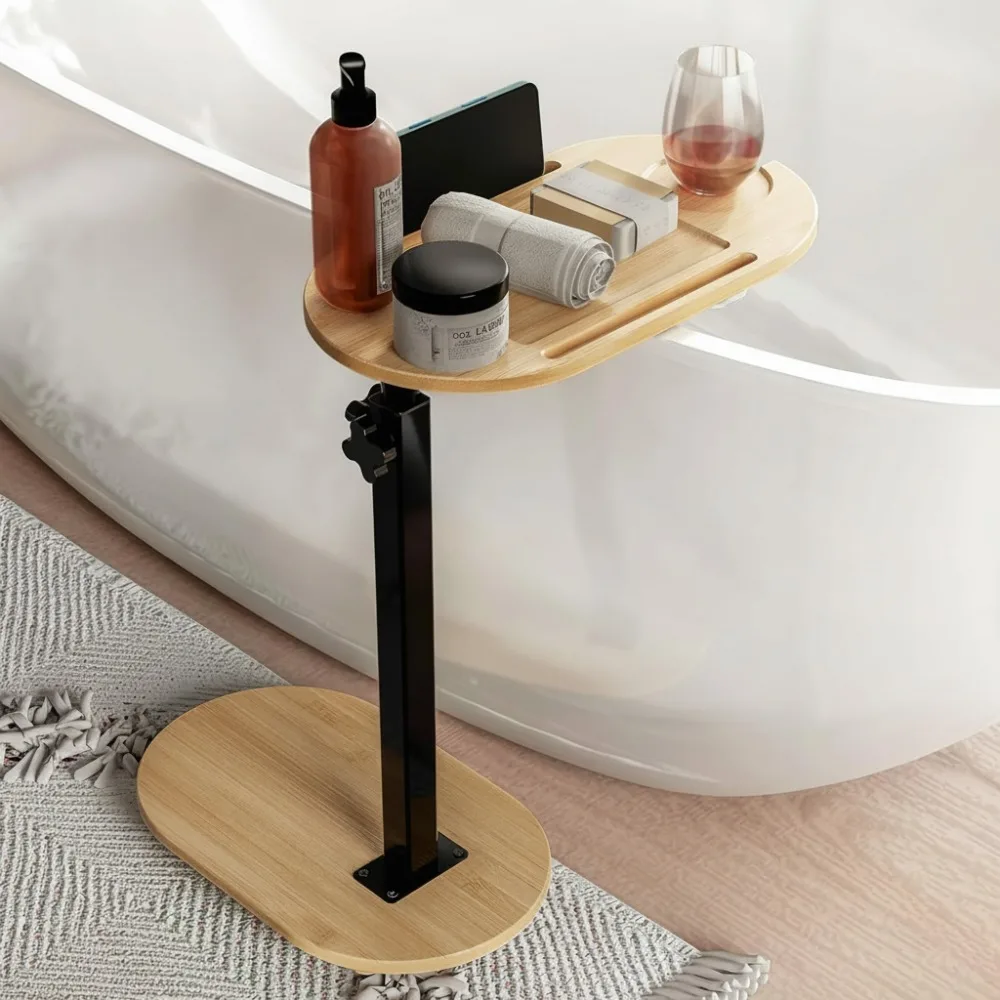 

Бамбуковый поднос для ванны с регулируемой высотой, отдельно стоящий чехол для ванны для роскошной спа-релаксации дома