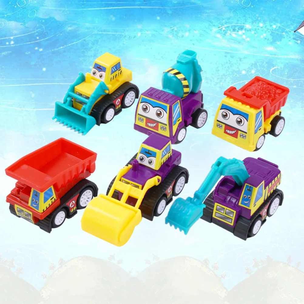 مجموعة سيارات تعمل بالاحتكاك مكونة من 6 قطع مركبات هندسية قابلة للسحب للخلف بدون متينة للأطفال هدية لعب تعليمية للأطفال الصغار #4