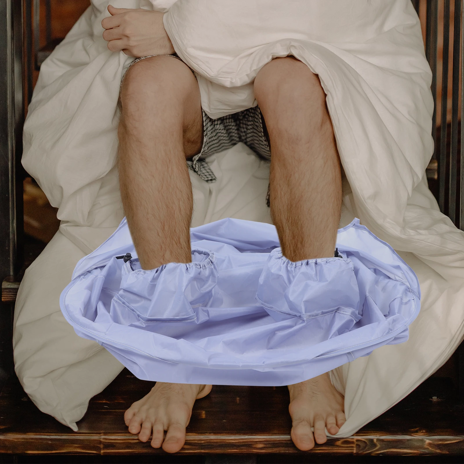 

Men Leg Shaving Apron Foldable Hair Catcher Cape Polyester Easy Wear Store Clean Floor Shaving Product