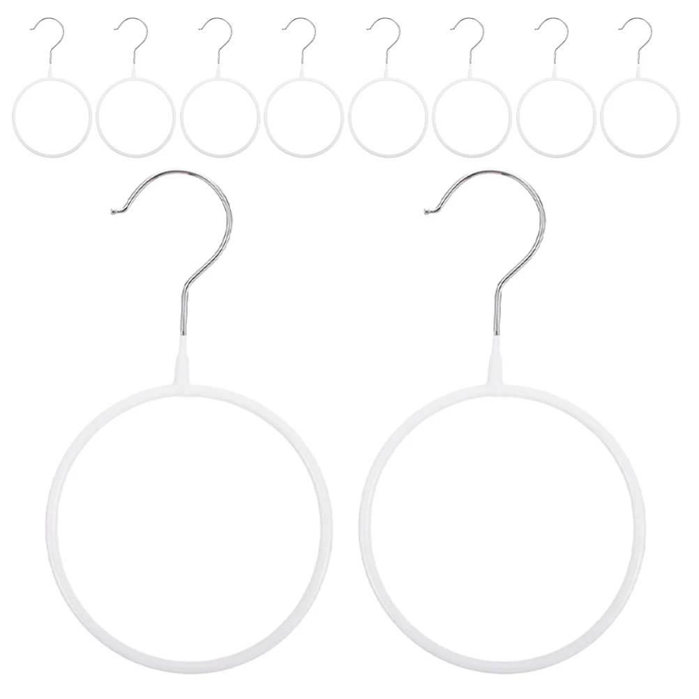 

10 PCS Belt Scarf Ring Storage Hanger Wardrobe Tie Organizer Coat White Holder Travel