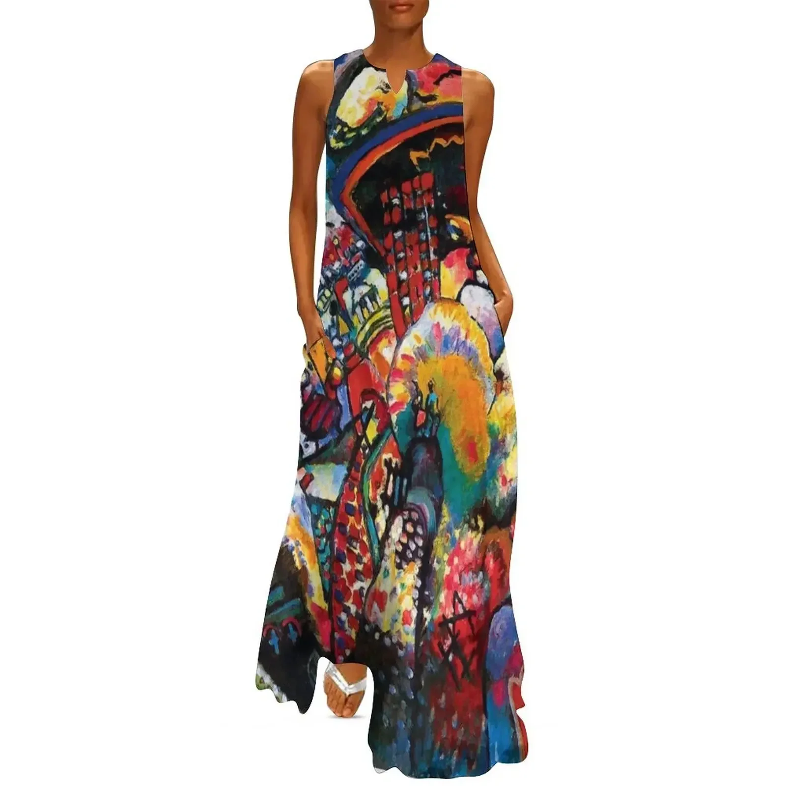 

Wassily Kandinsky Moscow Cityscape Abstract Modern Art Long Dress Dresses women dress women party dresses birthday dress