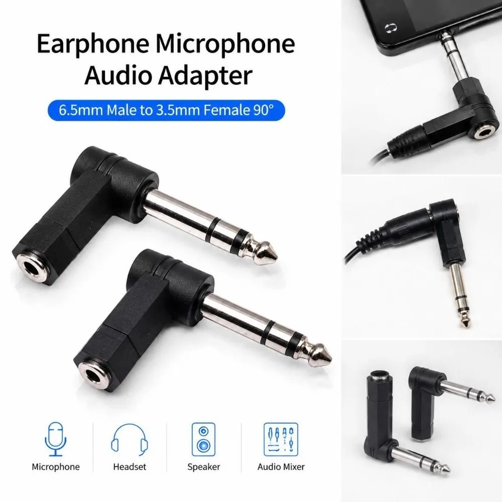 Zinc Alloy Audio Adapter Right Angle Stereo Dual Channel Headphone Jack Adapter Space Saving Male To Female Audio Converter