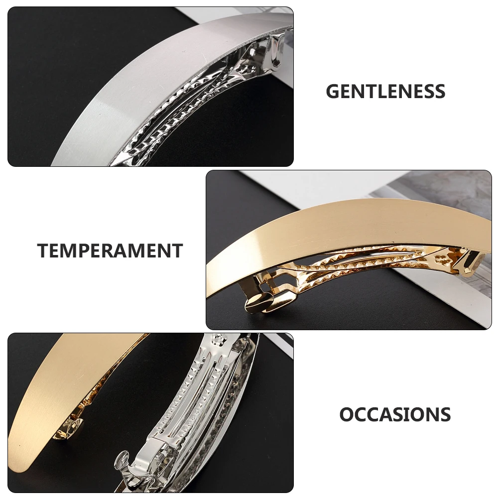 

2pcs Metal Hair Clips Fashion Lady Headdress Glossy Barrettes Woman Spring Clamps Hairpin Elegant Simple Graceful Daily School