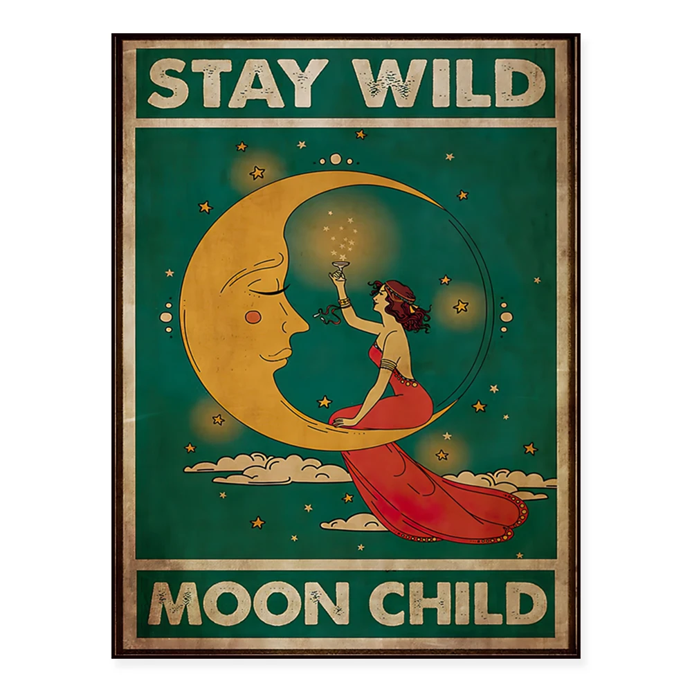 Keep Wild Moon Kids Poster, Camper Van, Psychedelic Mushrooms, Yoga Wall Art, Psychedelic Poster, Hippie, Hippie Girl Poster