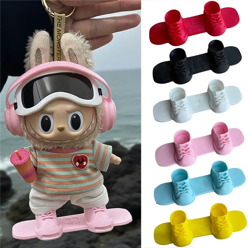 15 17 سنتيمتر ل Labubu دمية الرياضة في الهواء الطلق على الجليد خمر خندق الزي الملابس الليزر سترة واقية معطف سكيت مجلس الملابس