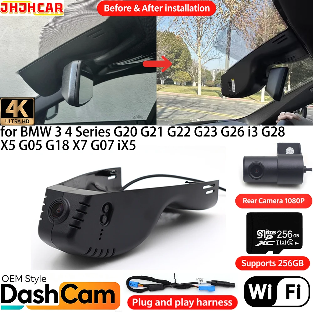 for BMW 3 4 Series G20 G21 G22 G23 G26 I3 G28 X5 G05 G18 X7 G07 IX5 Wifi DVR 4K Dash Cam Front Rear Camera Vision Video Recorder