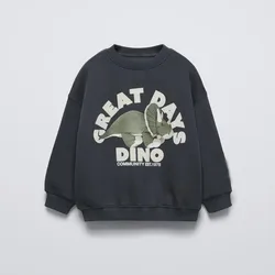 Cartoon Print Sweatshirt New Child Autumn Costume Black Hoodies Kids Fashion Casual Clothing Boys Girls Cute Round Neck Tops