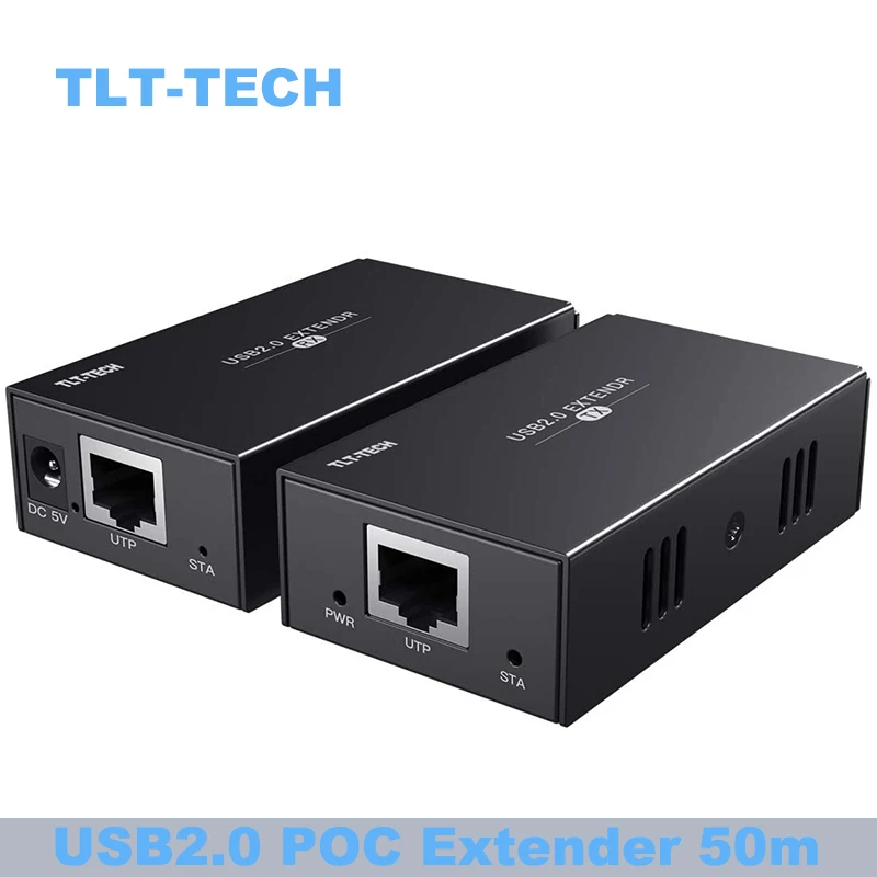 USB 2.0 Extender avec CONCENTRATEUR USB 4 Ports 165ft 50m par Ethernet Cat5e/6/7 USB RJ45 LAN D'extension