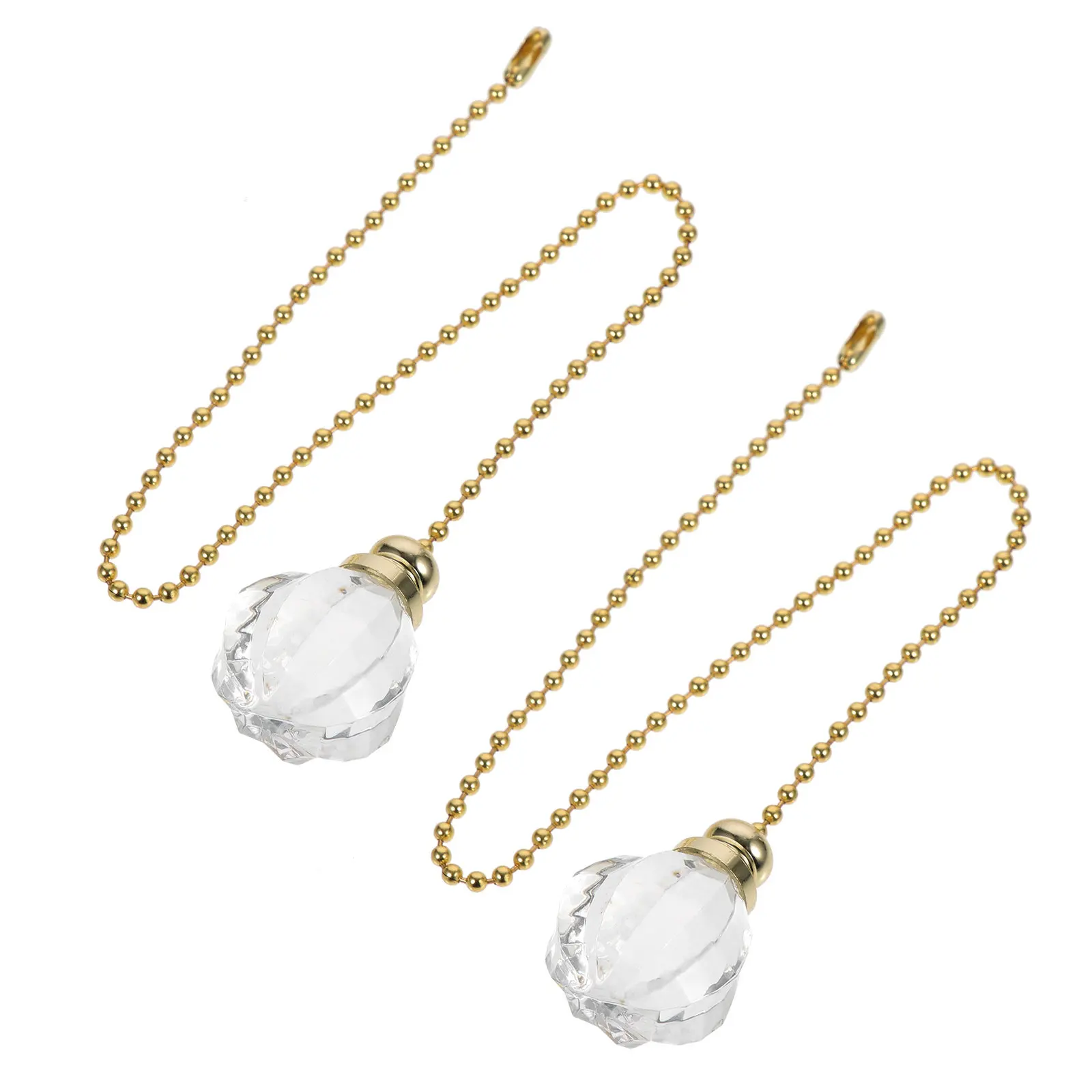2Pcs Crystal Beaded Fan Pull Chain Iron Core Ceiling Fan Pull Chain Extension Decorative Bright Reflection for Ceiling Light