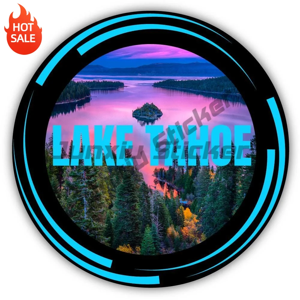 Lake Tahoe Round Travel Vinyl Sticker For Car Bumper And Truck Travel Souvenir Decal