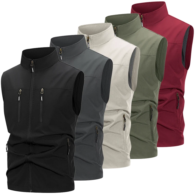 Chaleco Softshell ligero para hombre con bolsillos con cremallera, chaqueta sin mangas a prueba de viento para senderismo, Golf, prendas de vestir al aire libre, cortavientos