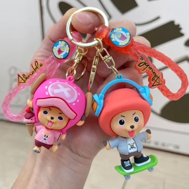 ONE PIECE Creative Cartoon Car Keychain Tony Tony Chopper Trendy Dress Children's School Bag Keychain Animation Peripherals