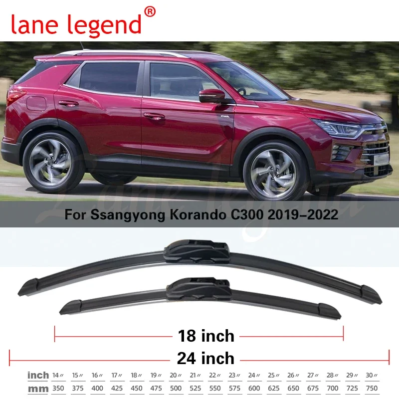 Car Front Wiper Blades For SsangYong Korando C300 2019 2020 2021 2022 Window Windscreen Windshield Auto Sticker Car Accessories