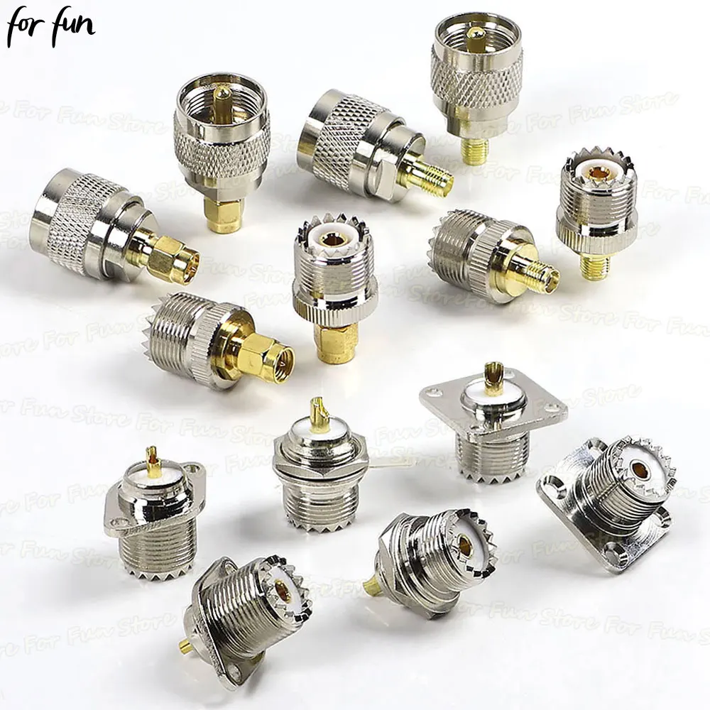 For Fun 1PC SMA to UHF Adapter RF Coax Antenna Connector SO239 UHF-KF/KY Female PL259 Flange Plate Panel Mount Chassis SL16/M-KF