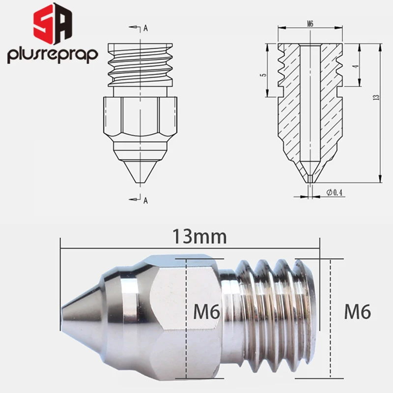 Plated Copper Nozzle for 3D Printer Ender-3 S1 Neo CR6SE Sprite Extruder Hotend Block M6 Thread Ender 3 S1 Pro MK8 view 6