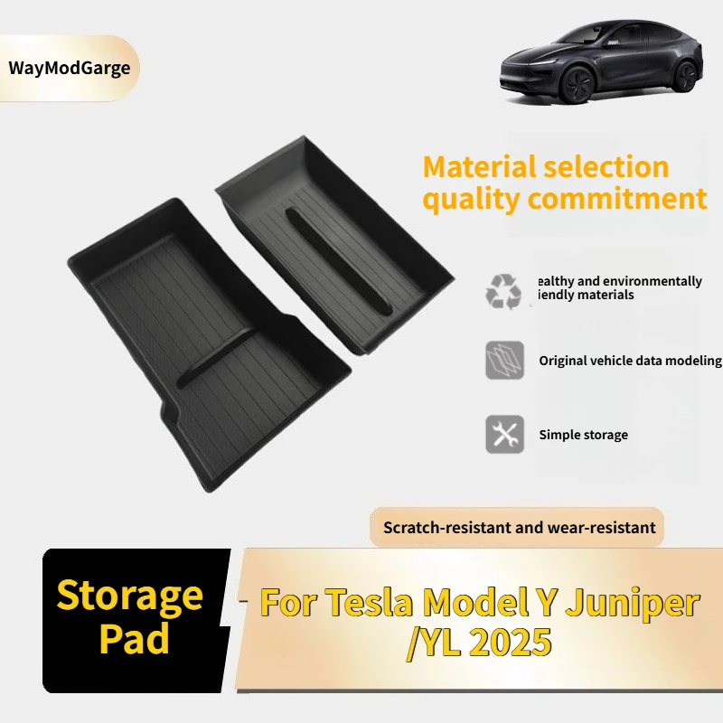 

For Tesla New Model Y Juniper 2025 Center Contral Storage & Armrest Box Lower Bottom Mat Organizer Tray Card Holder Accessories