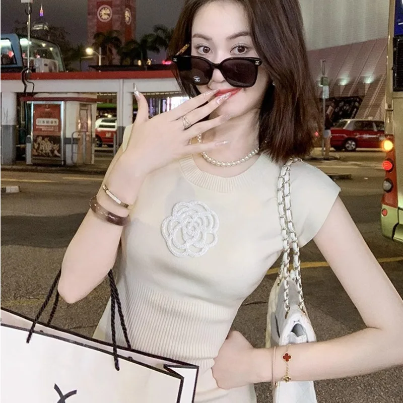 2025 summer new Elegant Women mini dress Sweater Female Clothes vestidos robe outerwears Y2K pullovers Woman clothing