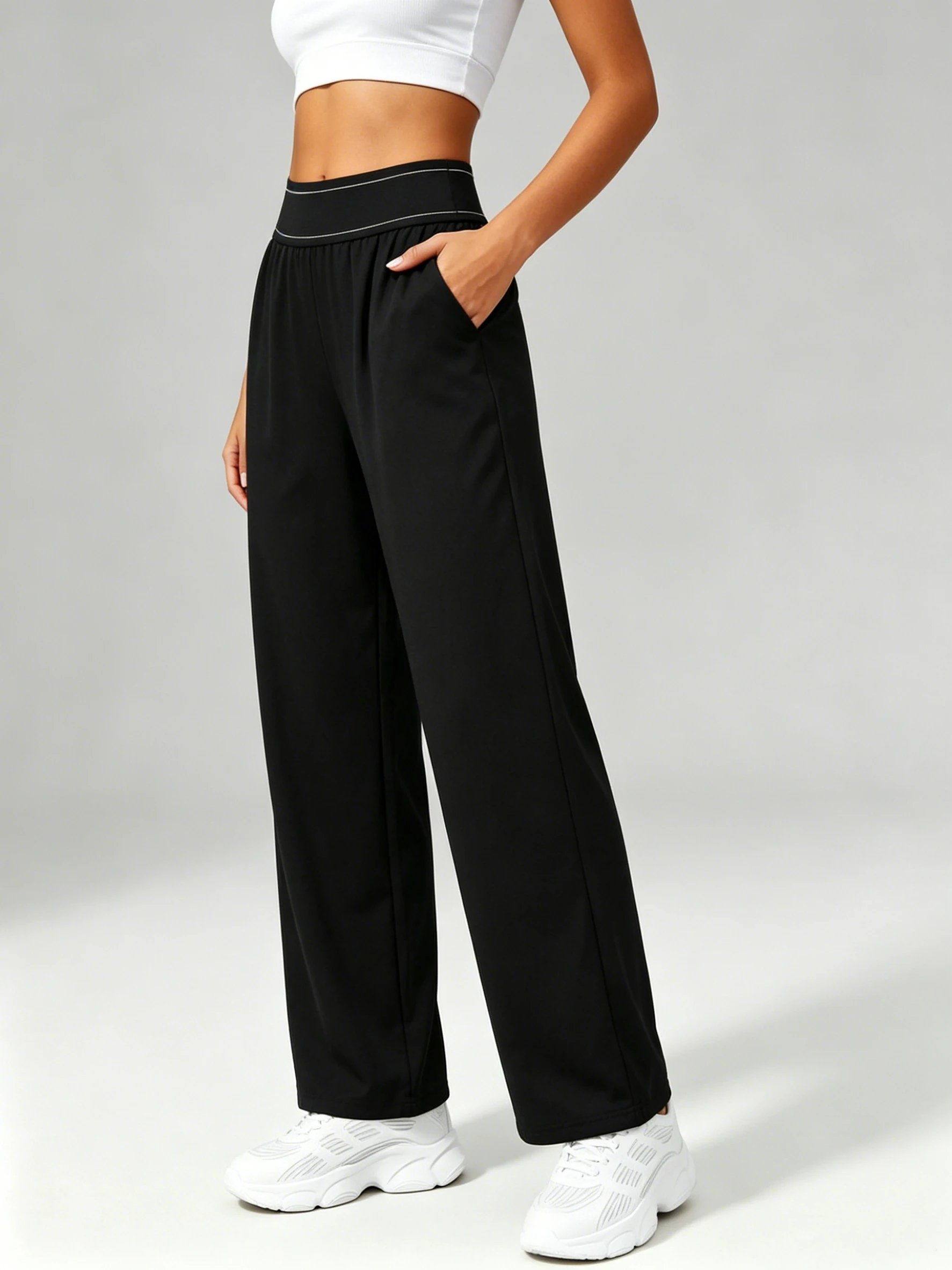 Women's Loose Casual Sports High Waist Yoga Pants Breathable and Comfortable Versatile Trousers Wide Leg Sports Pants Daily Wear