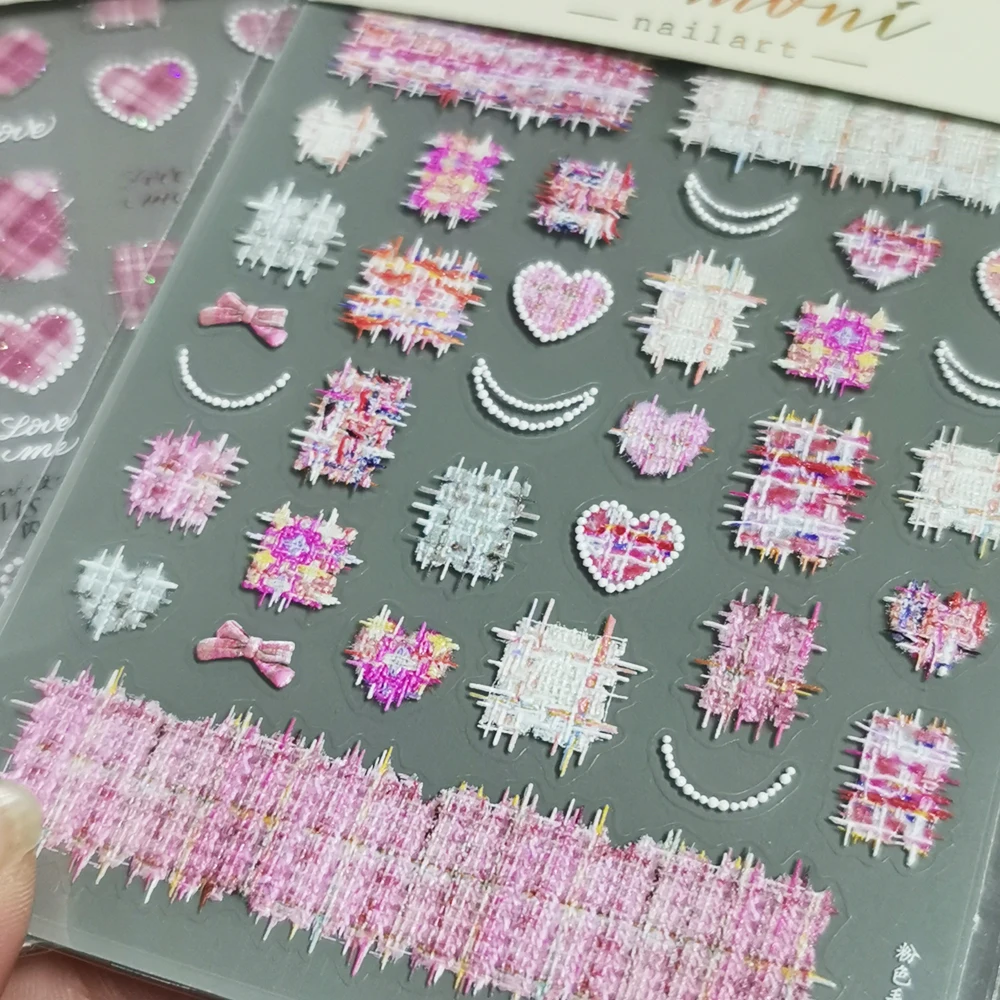 1/2/3 قطعة 5D بريق مسمار الملتصات 2025 خريف شتاء لوح الترنج الصوفية منقوشة الحب القلب غطاء كامل لاصق مسمار ملصق مائي مسمار المنزلق #5