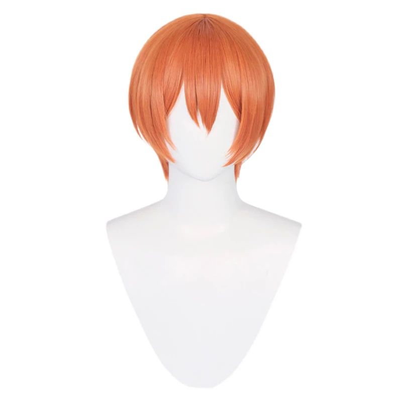 Hoshizora Rin Cosplay Perruque Orange Raide Cheveux Courts, Anime School Idol Py Play Girl Sauna Wear, Vtuber Free Wig Cap