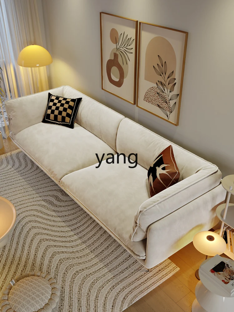 Yjq retro style fabric sofa living room straight row cream style embrace three-proof cat claw cloth sofa