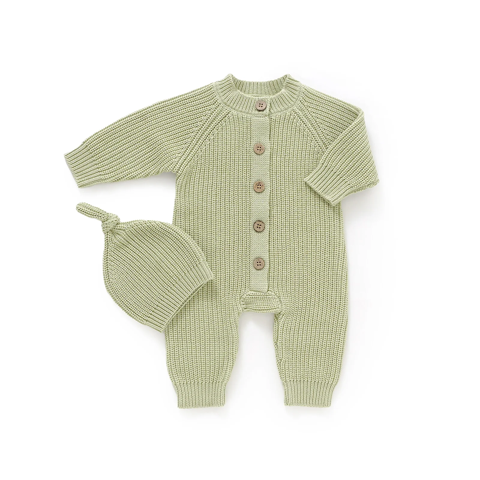 Baby Romper Cotton Newborn Infant Knitted Jumpsuits Hats Outfits Sets Long Sleeve Toddler Playsuits 2pcs Children's Clothes 0-1M