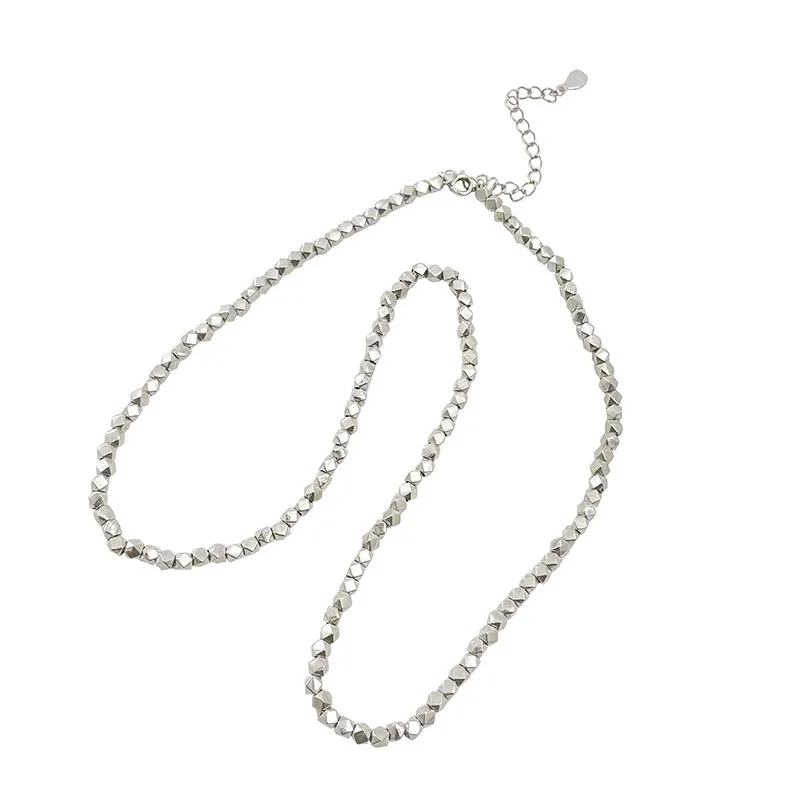 S925 Sterling Silver Geometric Broken Silver Necklace for Women, Light Luxury, Small and Versatile, Simple Collar Chain