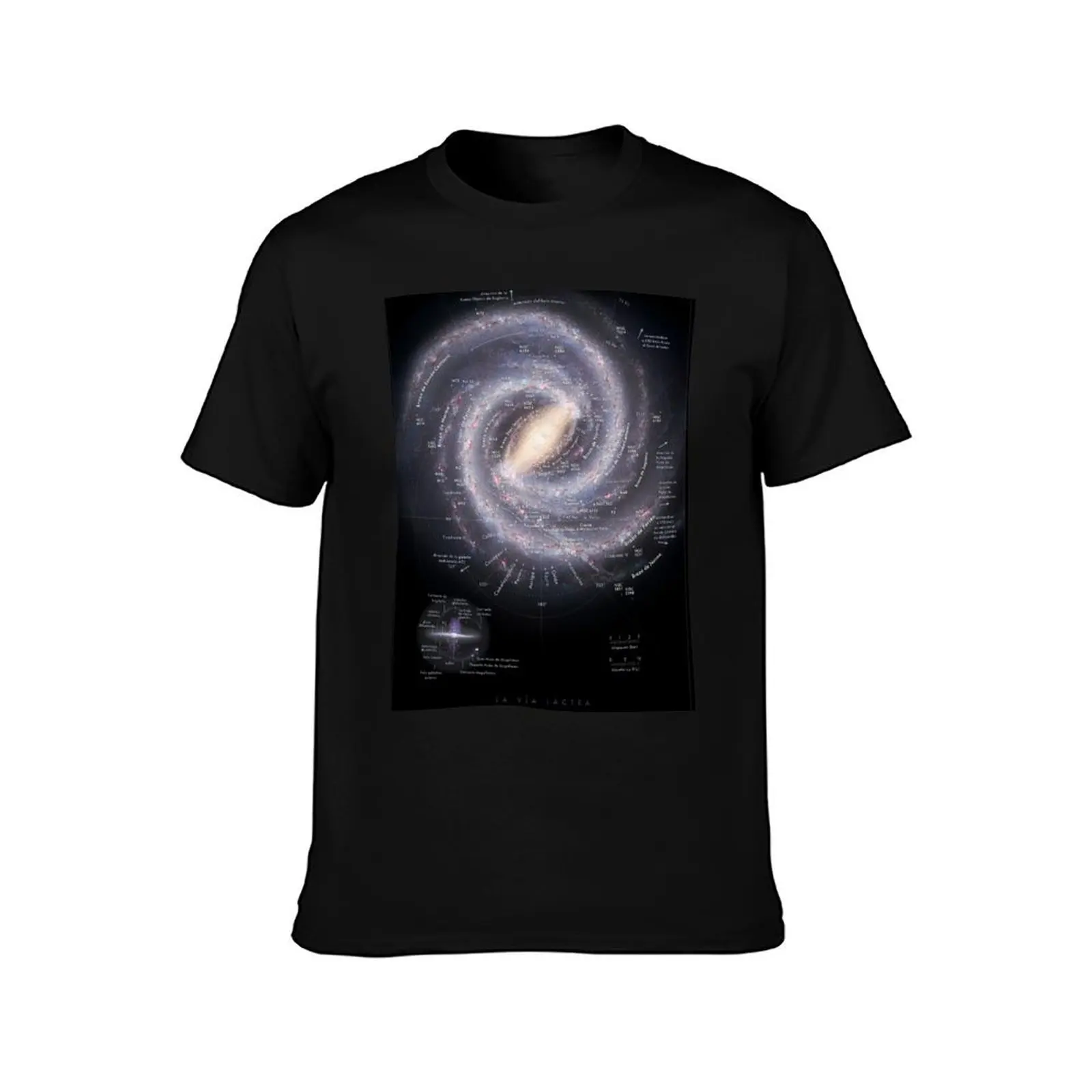 **SPANISH** Milky Way Map HD (en Espa?ol) Mapa de la Vía Láctea T-Shirt Breathable Lightweight Summer Top T-Shirt