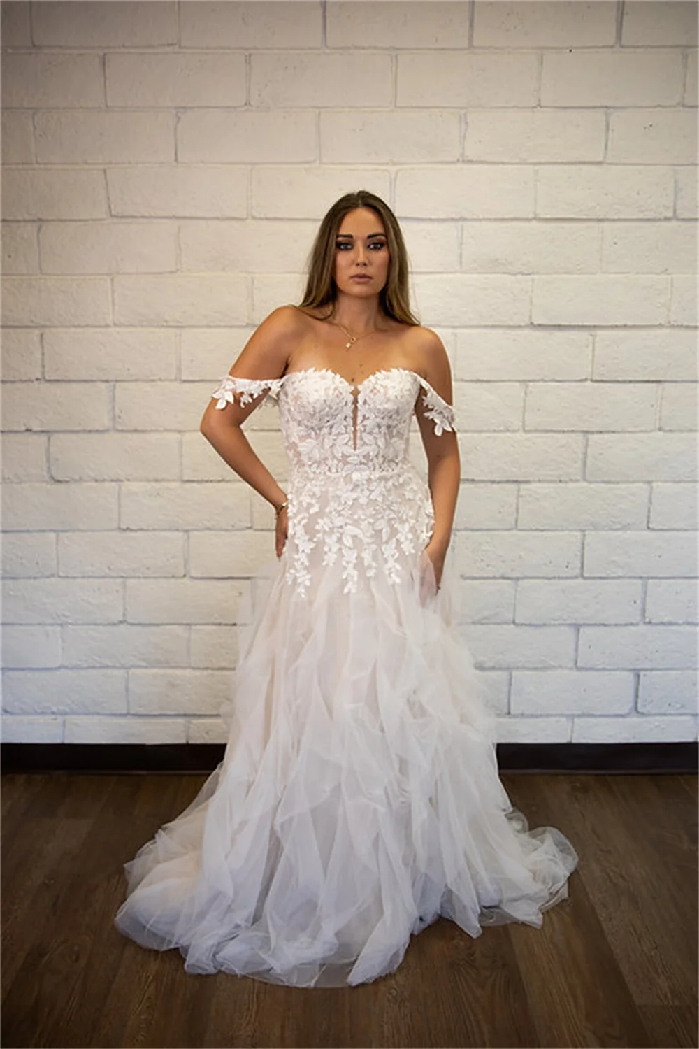 فستان زفاف ساحر عاري الكتفين على شكل قلب مزين بالدانتيل وكشكشة حورية البحر مصنوع حسب الطلب 2026 Vestido De Noival #3