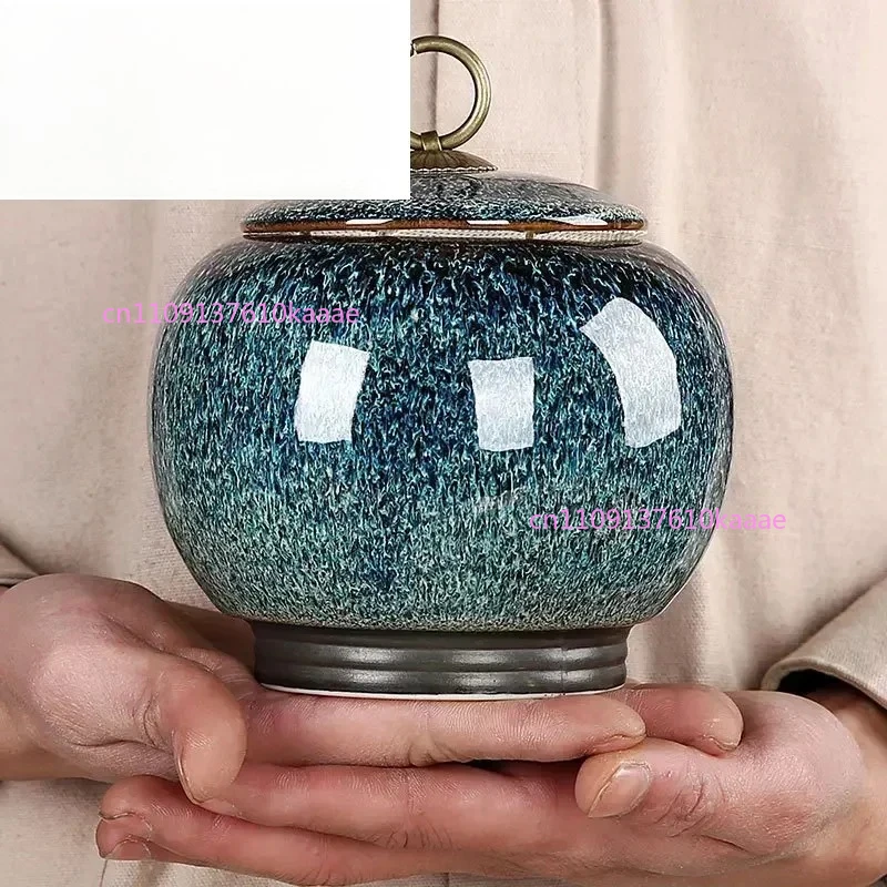 Ceramic Sealed Tea Caddy, Moisture Proof Storage Jar, Multi-purpose Container for Tea, Candy, Kitchen Food Organizer