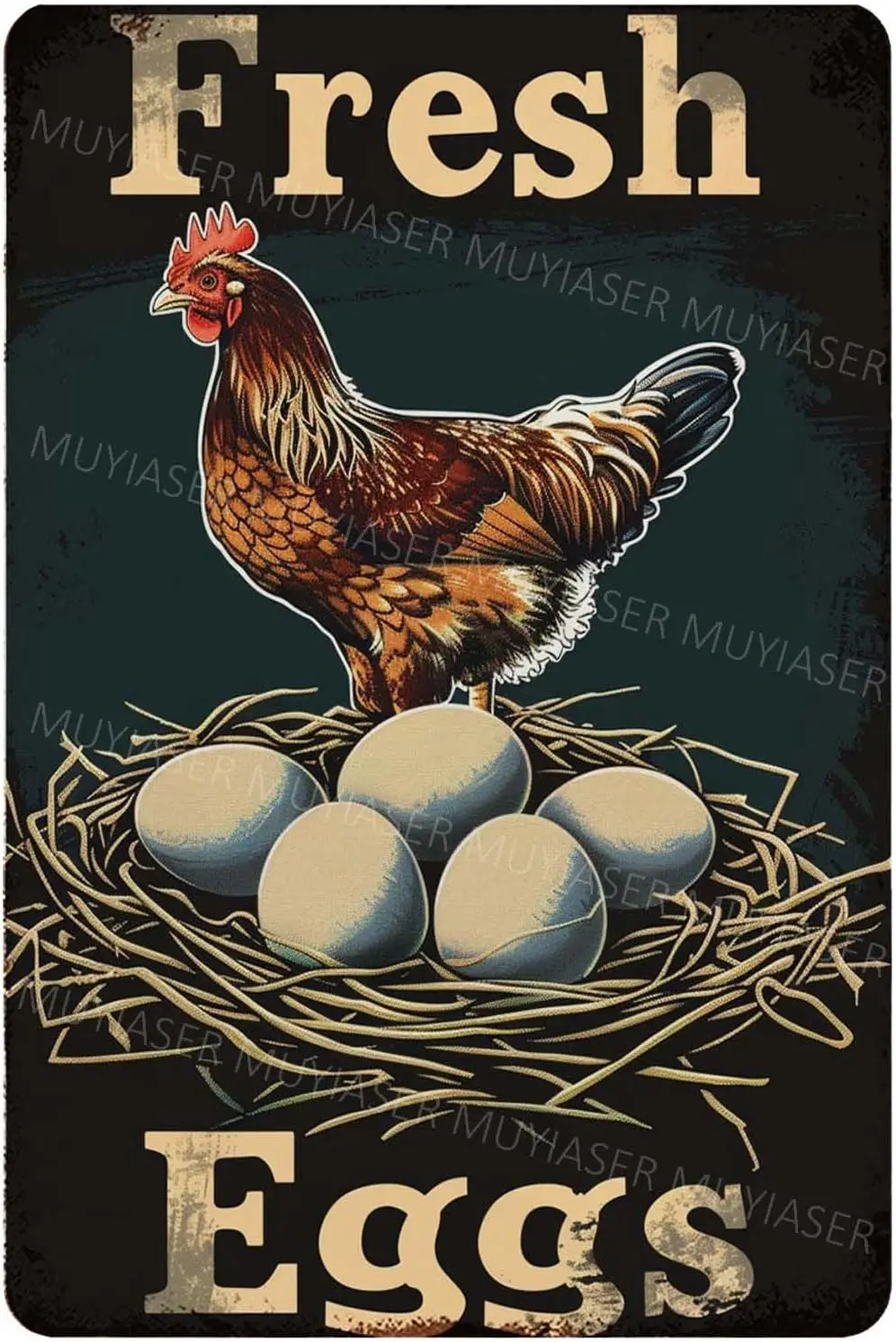 Metal Sign Fresh Eggs Chicken Sign Chicken Coop Sign Aluminum Metal Tin Signs Door Sign Warning Sign For Fence Gate Yard Ho