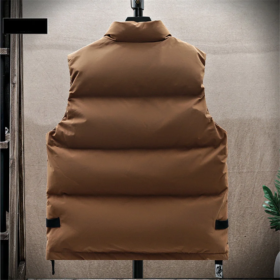 Winter Men's Thick Warm Vest Stand Collar Padded Waistcoat Windproof Sleeveless Coat Men Pocket Jackets Streetwear Oversize 8XL