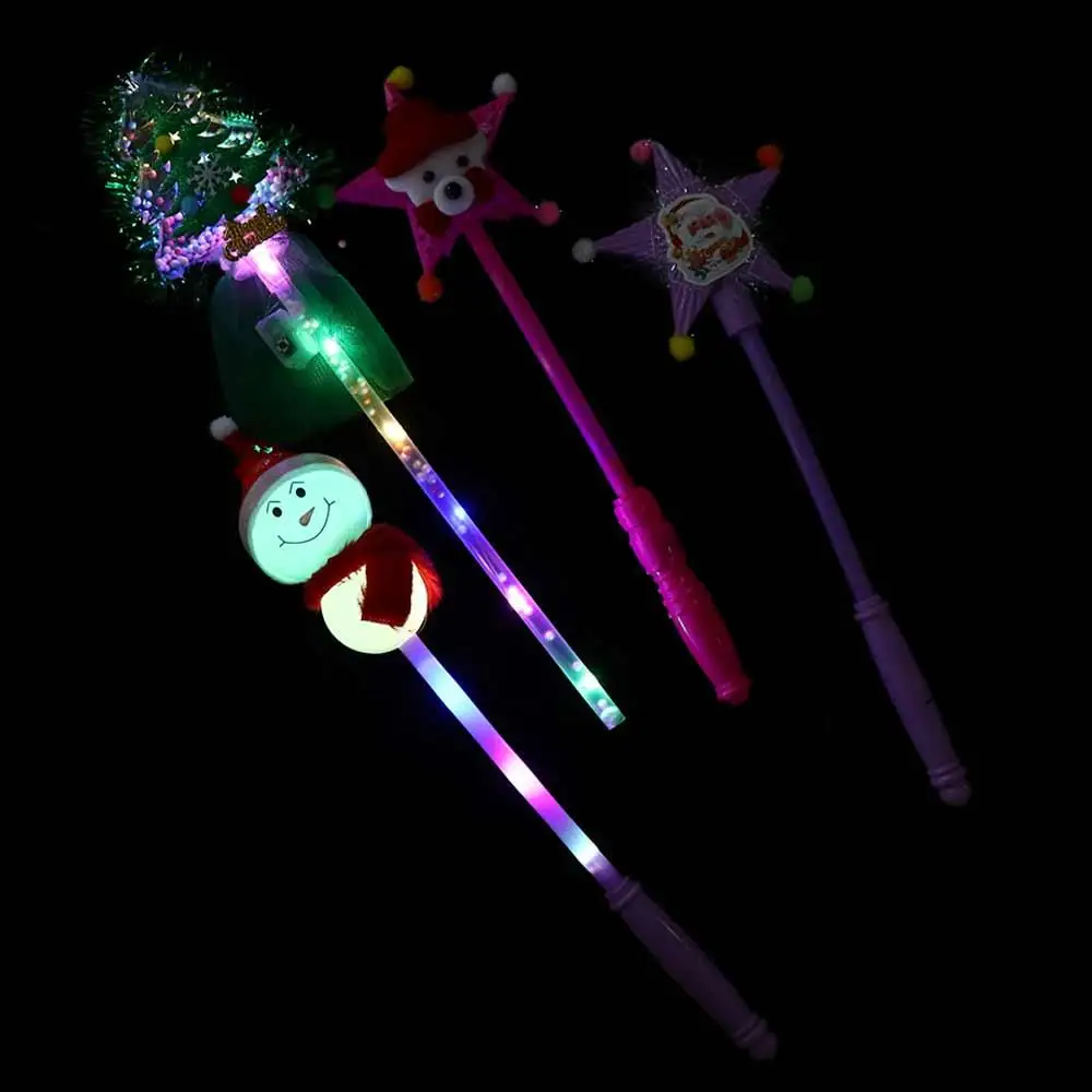 แท่งไฟเรืองแสงต้นคริสต์มาส ของตกแต่งเรืองแสง ตุ๊กตาหิมะ แท่งไฟ LED หลากสี ตุ๊กตาหิมะเรืองแสง