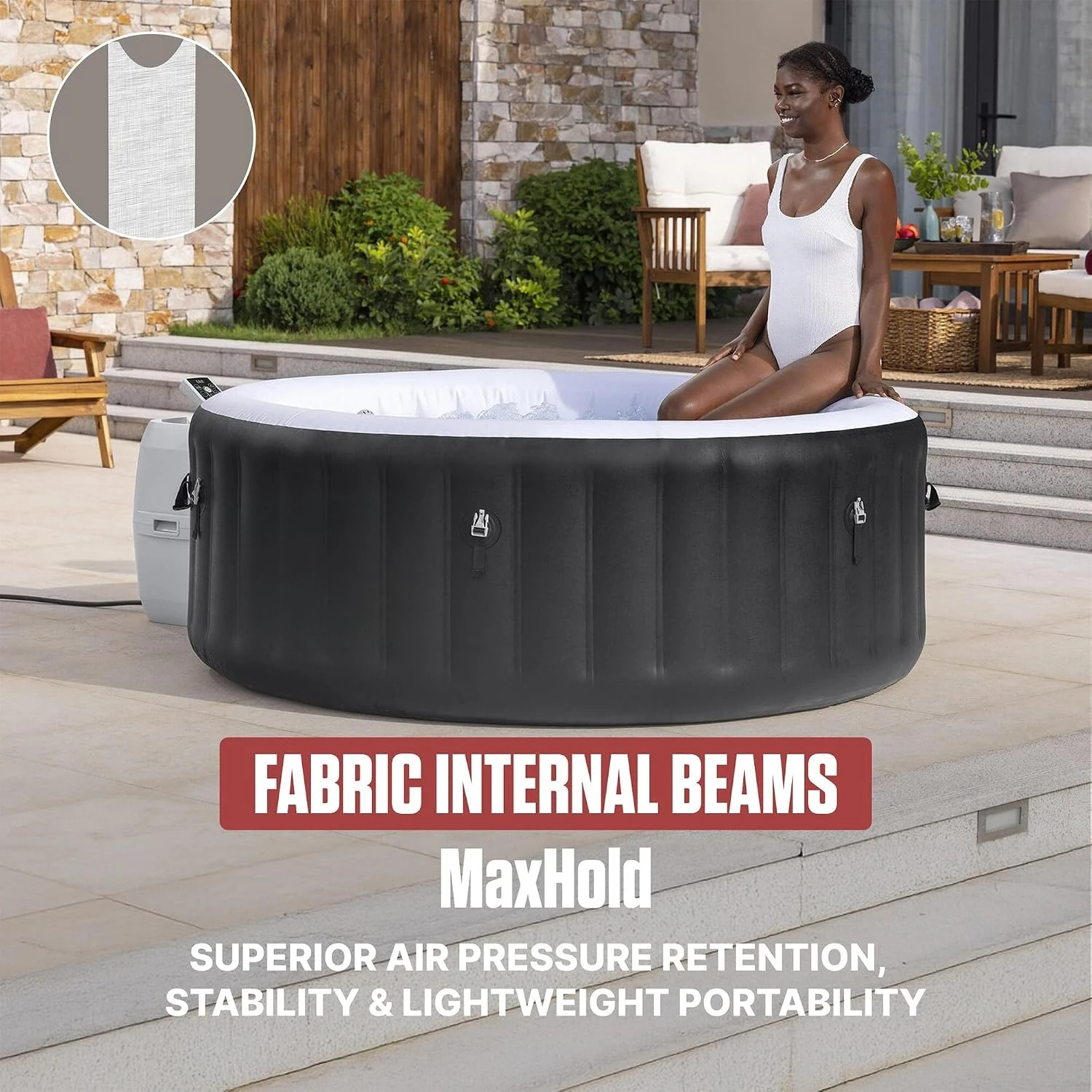 Miami Energy-Efficient AirJet 2-4 Person Inflatable Hot Tub  Smart Portable Outdoor Spa, Built-in, Custom