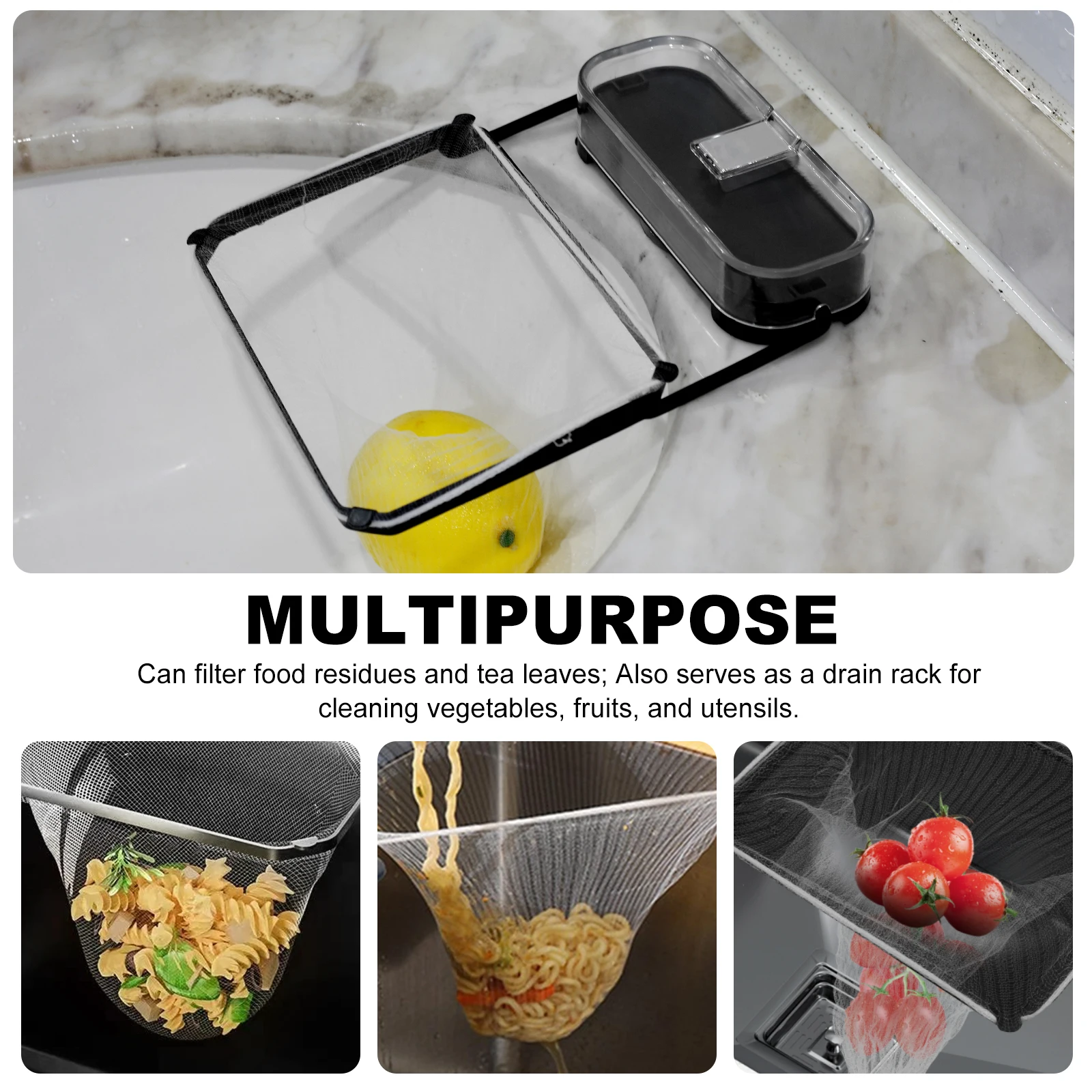 1/2Pcs Suction Cup Sink Filter Rack with 50/100 Filter Mesh Bag Folding Sink Food Catcher Filter Reusable Kitchen Sink Food
