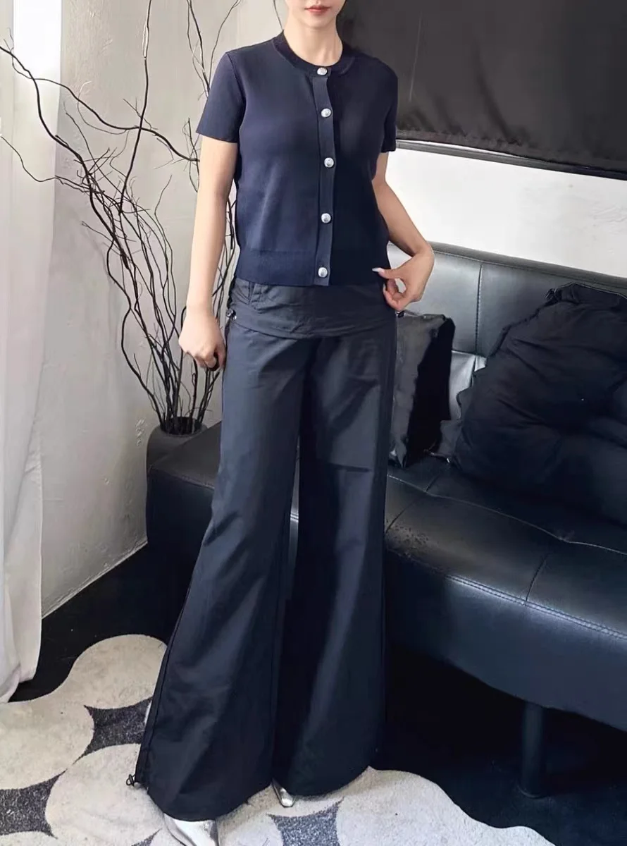 Ethereal MD 2024 autumn new style of Small fragrance casual minimalist style solid color crewneck knitted cardigan short coat