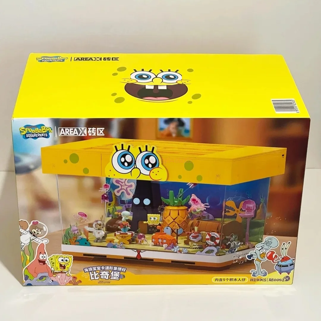 Area-X Spongebob Schwammkopf Bikini Bottom Ocean Scene Bausteine Blind Box USB Lade Glow Light Modell Schreibtisch Dekor Geschenke